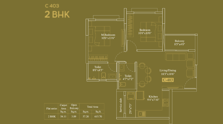 legacy-Milestone-Floor-Plan-C-Wing-2 BHK-616 Sqft